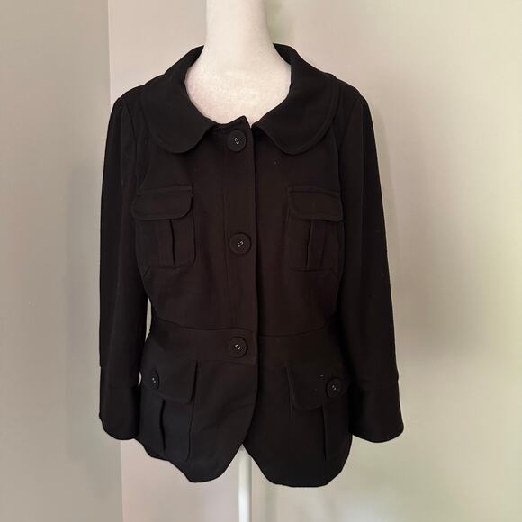 Sandro black button front jacket coat size M - Picture 2 of 12